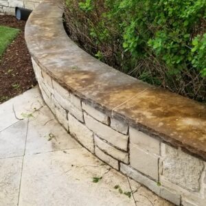 Photo of concrete and pavers before restoration