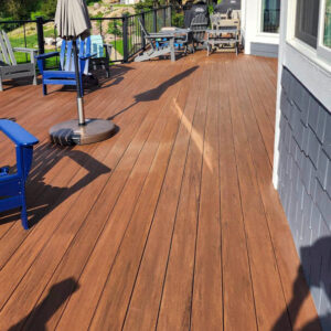 Photo of a patio deck after soft power washing